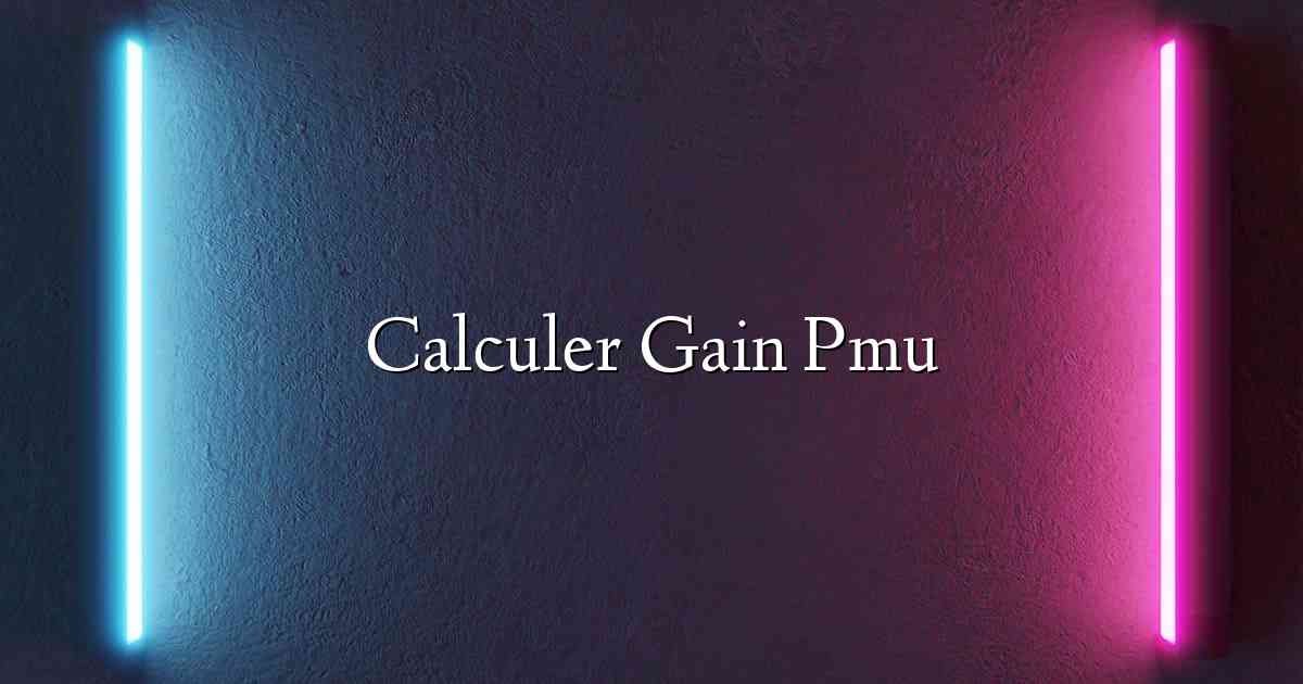 Calculer Gain Pmu